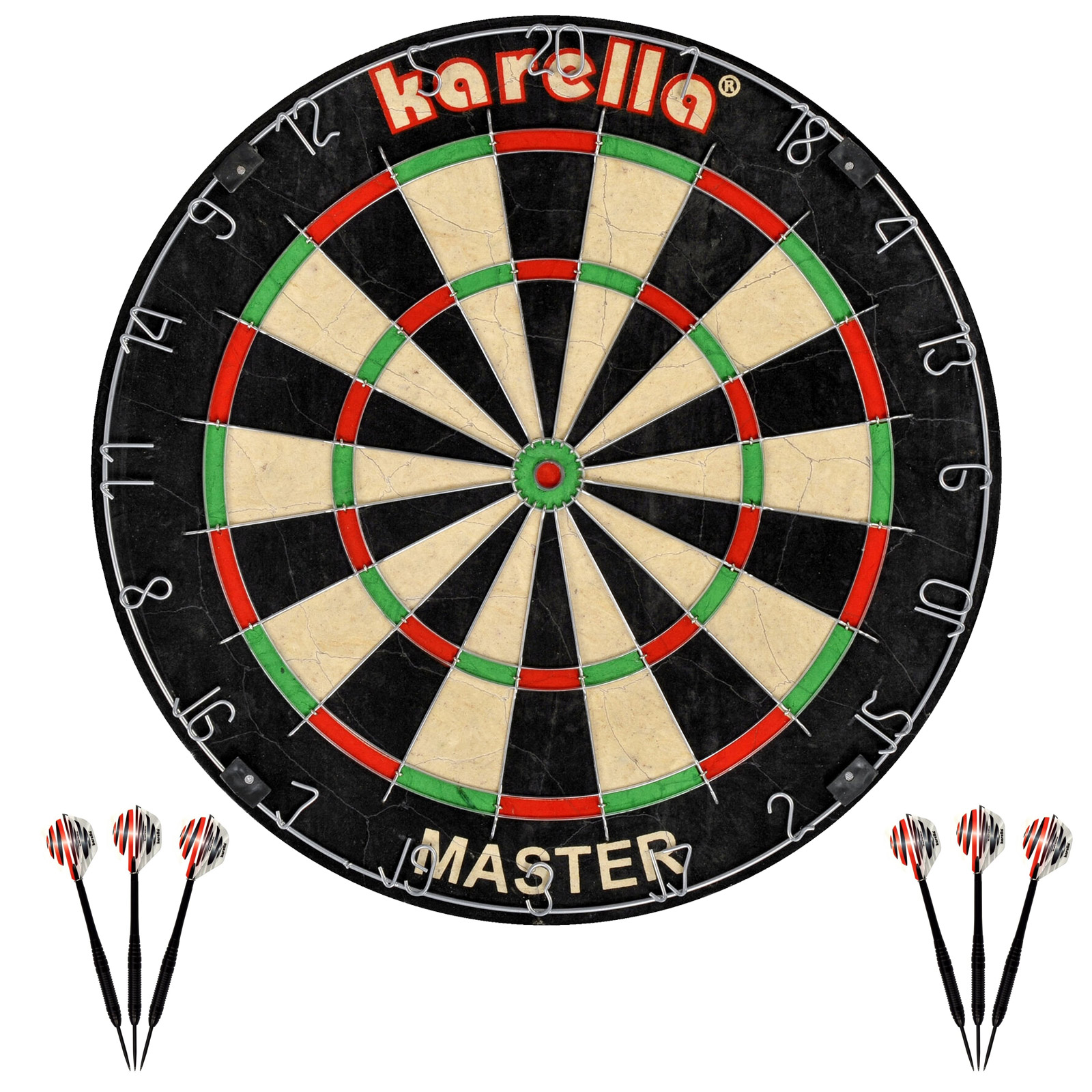 Karella Master Dartboard Ø45cm aus Sisalfasern  incl 2 Set Darts Beschreibung
